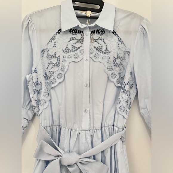 Maje Rebella Lace Trim Shirt Dress - Picture 3 of 5
